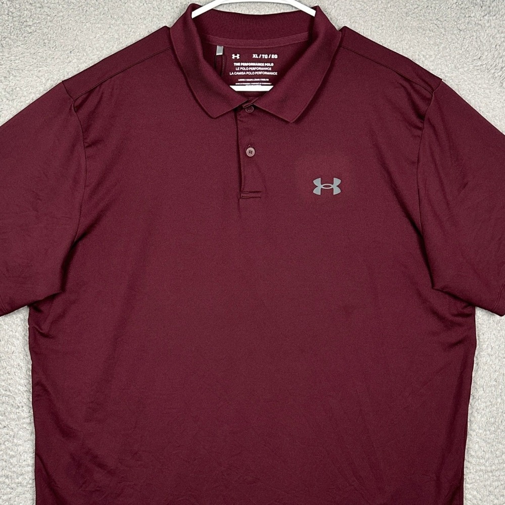 Under Armour Performance Polo Shirt Mens XL Maroon Golf Rugby Short Sleeve EUC